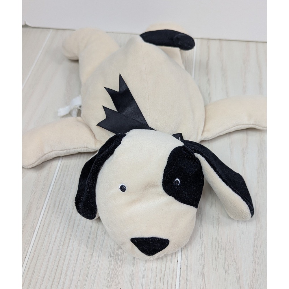 North American Bear Co NABCO Flatopup Dog Plush Cream Black Spot Puppy Bow